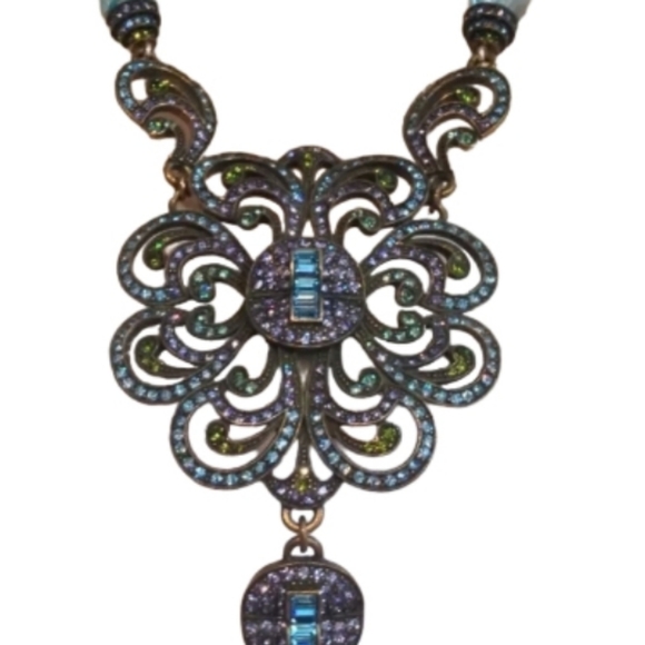 Heidi Daus Swarovski Crystal,Blue Bead Vintage Necklace, RARE - Picture 2 of 11